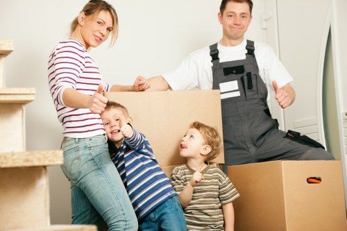 Packed office equipment ready for transport in Berrylands